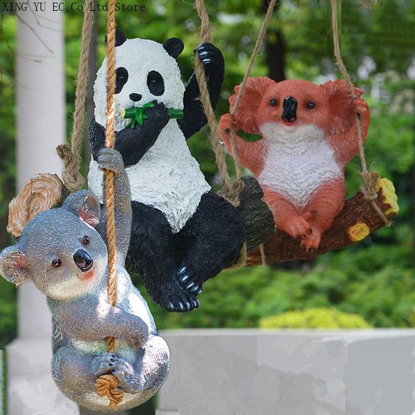 Objets décoratifs Figurines balançoire Animal pendentif décoration de la maison accessoires jardin extérieur résine artisanat Panda chien Koala
