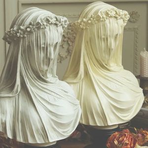 Objets décoratifs Figurines Arrangement de table Art Femme Voile Ornement Statue blanche Mystérieux Vintage Décoration de maison scandinave 231117