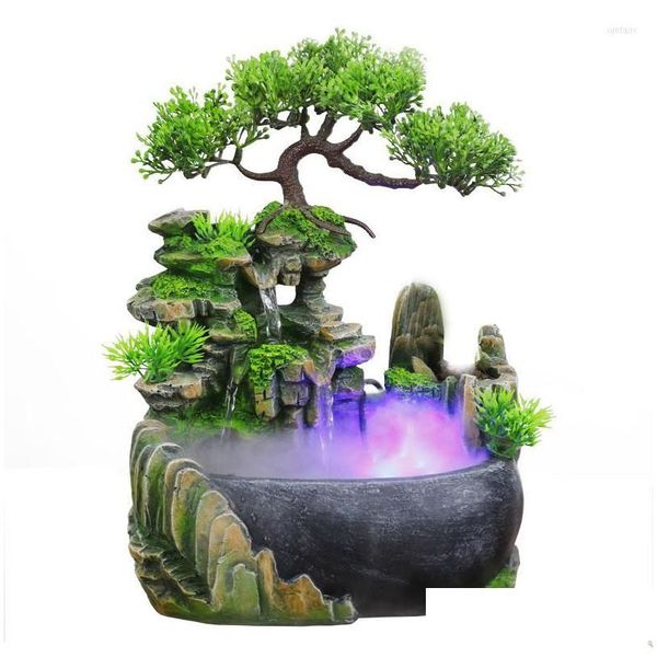 Objets décoratifs figurines Tabletop Ornements Company Bureau de bureau Feng Shui Desktop Flux Water Waterfall Dhr9l