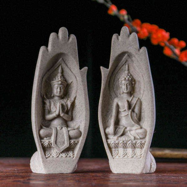 Objets décoratifs Figurines Thaïlande priant Bouddha ornements à la main Vintage Art Artisanat résine sculpture créative maison salon porche décoration T220902