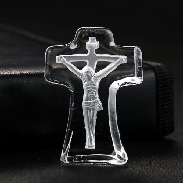 Objets Décoratifs Figurines Verre Cristal Transparent Religion Christianisme Croix Jésus Vendredi Saint Artisanat Prière Baptême Piété Méditation H