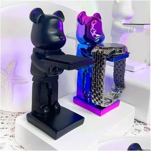 Objets décoratifs Figurines Trendy Watch Display Stand Electroplate Cartroon Bear Animal Ornaments Bijoux Bijoux Storage Rack CELBOR DH6LZ