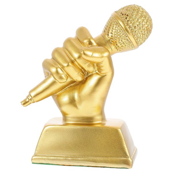 Objets décoratifs Figurines Trophy Microphone Award Singing Party Music Favors Awards Decor Trophies Gold Home Speech Accessory 230920