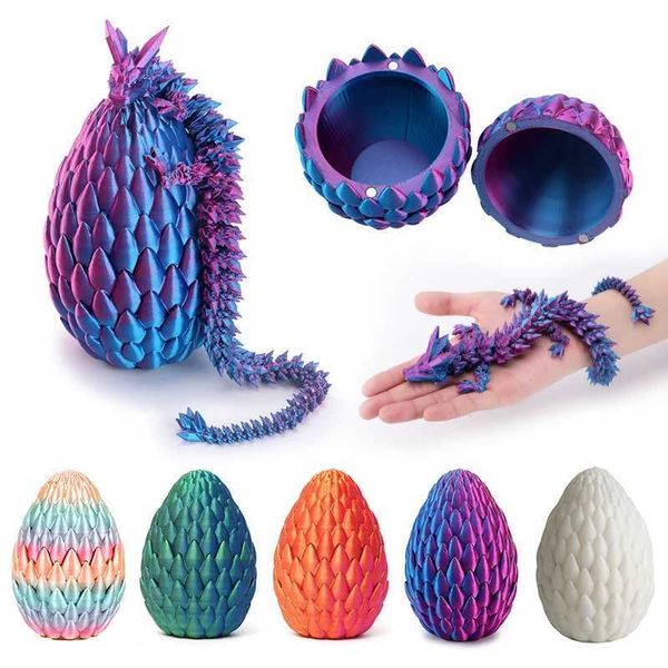 Objets décoratifs figurines mises à niveau Dragon imprimé 3D avec un œuf de dragon articulé flexible mobtique mobtique pour le décor de bureau à domicile adultes cadeaux t24042