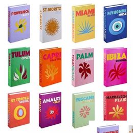 Objetos decorativos Figuras Estilo de vacaciones Libros falsos Caja de mesa Colorf Diseñador Decoración Libro