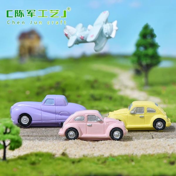 Objets décoratifs Figurines série de véhicules modèle Miniature cabochons en résine moto voiture Antique camion coccinelle avion Bus décoration de la maison