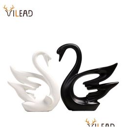 Objets décoratifs Figurines Vilead 2Pcs / Set Couple en céramique Ns Nordic Noir Blanc Ornements Cadeaux de mariage Salon créatif Dec Dh6Tu