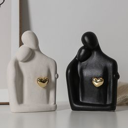 Objets décoratifs Figurines Vilead Couple Sculpture Céramique Amoureux Statues Décoration De Mariage Accessoires Salon Chambre Intérieur Maison Cadeau 230724