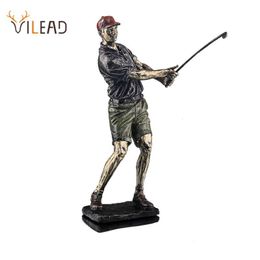 Decoratieve objecten beeldjes Vilead Golf Figuur Standbeeld Hars Vintage Golfer Beeldjes Alleen thuis Kantoor Woonkamer Decoratie Sport Objecten Ambachten Vaartuig 230923