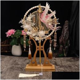 Decoratieve objecten Figurines Vintage Chinese ventilator voor vrouwen met de hand gehouden DIY Handgemaakte accessoires Room Decor 2024 Drop Delivery Home Garde Dh1ib