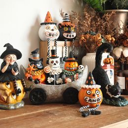 Objets décoratifs Figurines Vintage fantôme crâne ornement peint à la main chat noir sorcière bureau Sculpture amusant Halloween artisanat cadeau d'anniversaire 230823