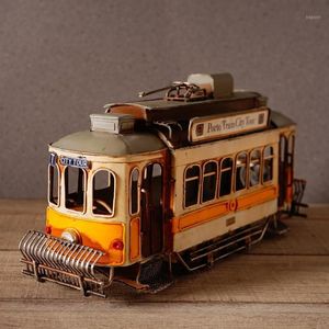 Objets décoratifs Figurines Vintage Tram Rétro Tramcar Figurine Bus Moulé Sous Pression Modèle Tramway Statue Décor À La Maison Ornement Cadeau Collection Ho