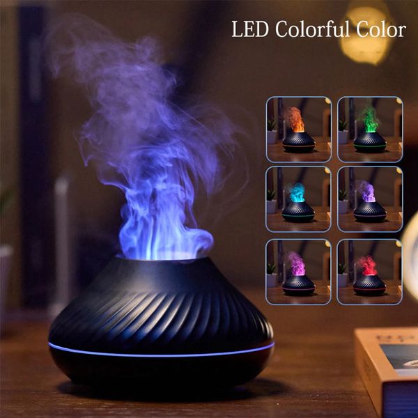 Objetos decorativos Figuras Llama volcánica Difusor de aroma Lámpara de aceite esencial Uso Humidificador de aire eléctrico Máquina de niebla fría con luz nocturna LED para el hogar 231118