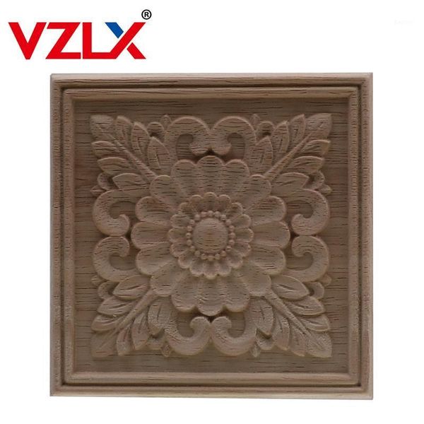 Objets décoratifs Figurines VZLX Cadre Porte Armoire Meubles Appliques En Bois Pour Coin Sculpté Non Peint Onlay Applique