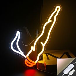 Decoratieve objecten Figurines Wangxing roken Cool Neon Ledpersoonlijke geschenk Indoor Art Hanging Decorations for Feestelijke Party Room Bar Restaurant Decoratie 230111