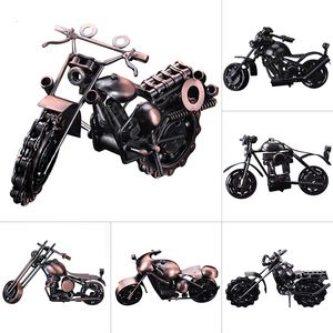 Decoratieve objecten Figurines wieled handgemaakte vintage ijzeren motorfietsmodel Motor Figurine metaalmotorbike prop boy cadeau jeugd speelgoed thuiskantoor decor 230506