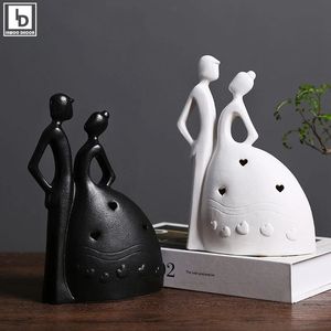 Objets décoratifs Figurines Blanc Noir Personnes Anniversaire Couple Marié Mariage Saint Valentin Cadeau pour Invité Gâteau Ornements Décoration de La Maison 231130