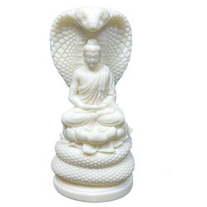 Objets décoratifs Figurines Blanc Python Bouddha Petite Statue Résine Art Sculpture Chinois Feng Shui Figure Statue Maison 230920