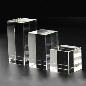 Objets décoratifs Figurines en gros blanc 3D gravure Laser K9 brillant bloc de cristal Cube pour cadeaux d'anniversaire décoratif