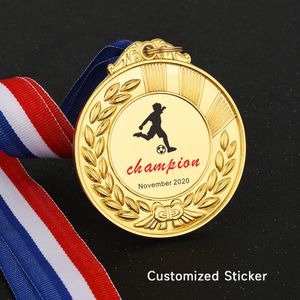 Decoratieve objecten Beeldjes Groothandel Lege medailles Korenaar Zinklegering 3D Gold Award Voetbalmarathon Hardloopmedaille Aangepaste medaille en trofeeën Cadeau 230614