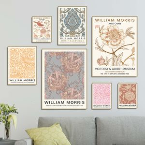 Decoratieve objecten Figurines William Morris Flower Birds Abstract Wall Art Canvas schilderen Noordse posters en printfoto's voor woonkamer Home Decor 230520