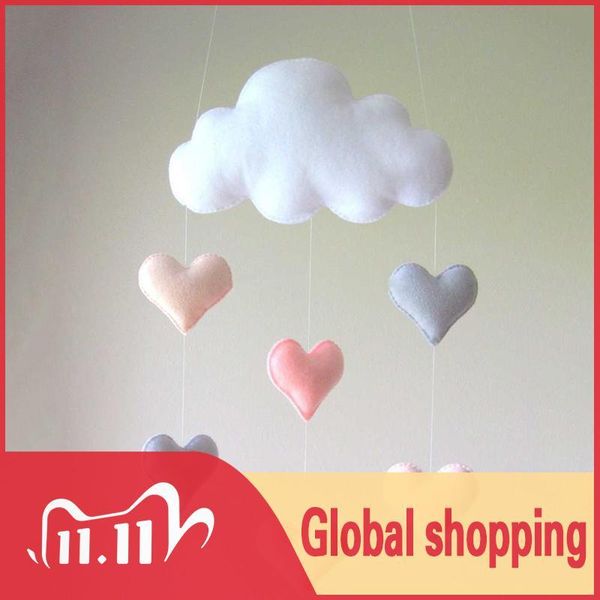 Objetos decorativos Figuritas Carillones de viento Nube hecha a mano Fieltro Amor Colgante Bebé Niños Niñas Dormitorio Techo Colgante Corazón Móvil Amoroso