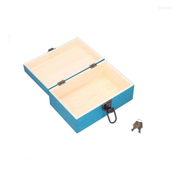 Objetos decorativos Figuras Cajas de madera Caja de joyería antigua con tapas Cerradura y llaves para letras PO Collar Entrega de gota Home Garde DHWWV