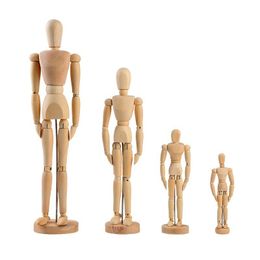 Decoratieve objecten beeldjes houten hand draaibaar scharniermodel houten man ornament standbeeld menselijke miniatuur woondecoratie 230923