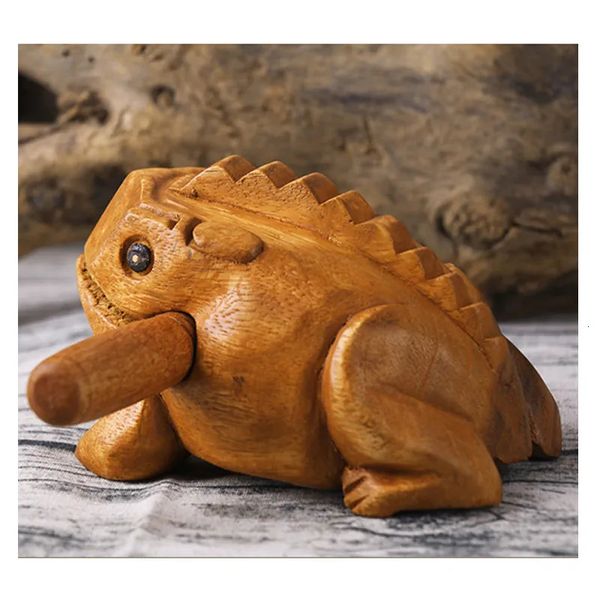 Objets décoratifs Figurines en bois grenouille porte-bonheur jouet argent clackers enfants instrument de musique percussion cadeau animal maison art décoration Feng Shui décor 230928