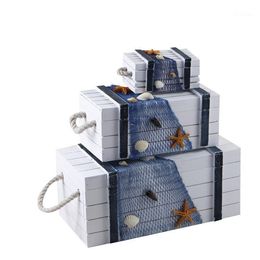 Oggetti decorativi Figurine Mini scatola portaoggetti da scrivania in legno Armadietto cosmetico Piccolo cassetto da parete Ornamenti per arredamento mediterraneo Regali