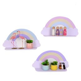 Decoratieve Objecten Beeldjes Houten Regenboog Plank Wandmontage Rek voor Kinderen Kinderkamer Kwekerij Decoraties Leuke Opknoping Organizer Home Decor 230725