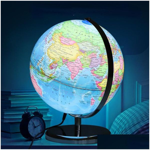 Objets décoratifs Figurines Globe terrestre Version anglaise Carte avec LED Géographie Fournitures éducatives 230616 Drop Delivery Ho Otjjm