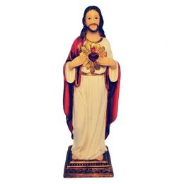 Decoratieve objecten Beeldjes Zayton Jezus Standbeeld Heilig Hart Figuur Hars Sculptuur Verlosser Beeldje Katholiek Christelijk Religieus Geschenk Decoratie 231115