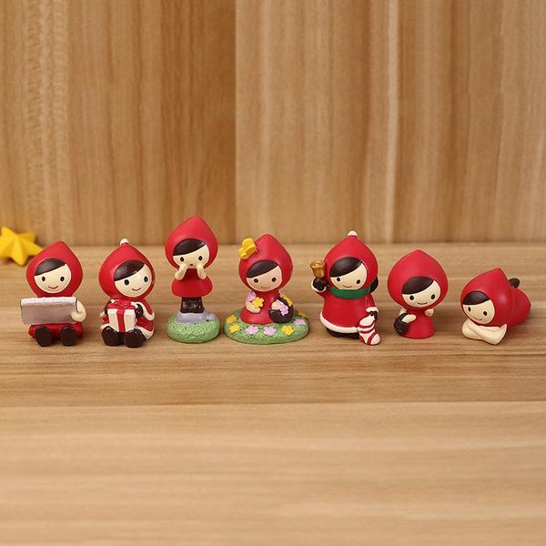 Objetos Decorativos Figuritas ZOCDOU 1 Pieza Pequeña Caperucita Roja Hada Niña Modelo De Navidad Estatua Estatuilla Manualidades Adorno Miniaturas