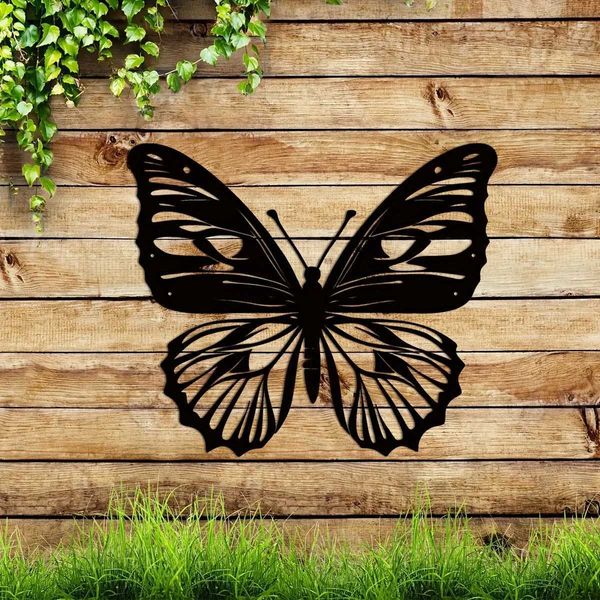 Objets décoratifs FigurineSelegant Grand Metal Butterfly Wall Art Decor |Idées de décoration de porche extérieure h240516