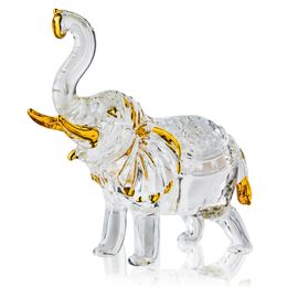 Decoratieve objecten H D Handgemaakt kristal Thaise olifantenstandbeeld met stam omhoog Figurine Home Decor tafel middelpunt Glass Art Dieren Collectible cadeau 230221