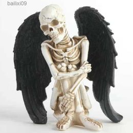 Decoratieve objecten Menselijk Hoofd Schedel Standbeeld voor Home Decor Hars Beeldjes Halloween Decoratie Sculptuur Medisch Onderwijs Schets Model Ambachten 6152 T230710