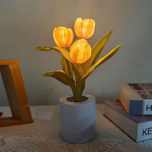 Objets Décoratifs LED Tulipe Fleurs Lampe De Table Ambiance Simulation Tournesol Chevet Nuit Sommeil Lumière Romantique Chambre Dortoir Cadeau De Noël 230725