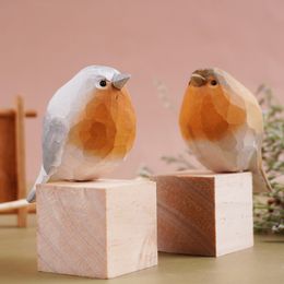 Decoratieve objecten Scandinavische stijl houten vogel mooie schilderij ornamenten beeldje kunst handgemaakte snijwerk decor miniatuur dieren ambachten kinderen geschenken 230531