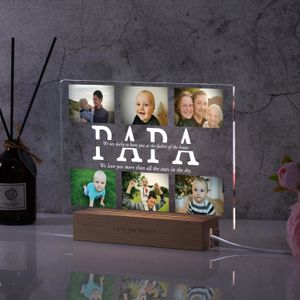 Decoratieve gepersonaliseerde aangepaste fototekst 3D acryllicht Aangepaste slaapkamer nachtlampje DAD Liefde Familiedag Kerstcadeau voor moeder 231202