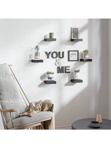 Placas decorativas 1 PC Estante de pared flotante cuadrado Estantes pequeños con soportes de montaje invisibles para decoración de la sala de estar Regalo de decoración del hogar