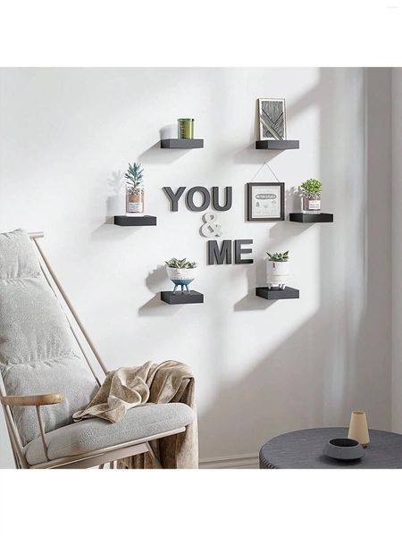 Plaques décoratives 1 pc carré étagère murale flottante petites étagères avec supports de montage invisibles pour décoration de salon cadeau décoration de maison