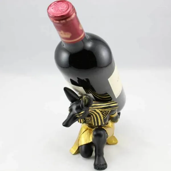 Plaques décoratives 1 PCS Ancient Egyptian Anubis God Wine Rack Rackder Figurine Resin Craft Display Cabinet Home Decoration Gift