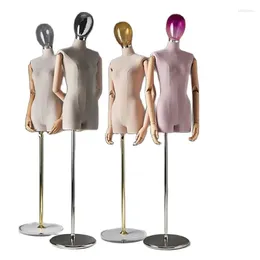 Plaques décoratives 12 style tissu couvercle de couleur femelle en verre tête en masse en tissu en tissu complet mannequin metal pour vitre de mariage