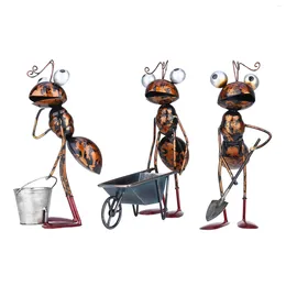 Decoratieve platen 13 inch Ant Sculpture Iron Cartoon met verwijderbare emmertuin of bureau decor sappige bloempot snuisterij opslag