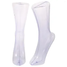 Plaques décoratives 2 PCS Moule de pied transparent en plastique Fausse de pieds Robe de pied mannequin pour la cheville à chaussette Affichage