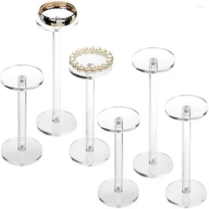 Decoratieve platen 3/6 -stcs Clear Round Round Acryl Jewelry horloge ornament display Base Riser Stand cilindrische opslag