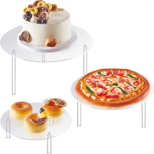 Decoratieve platen 3 PCS Acryl Cake Stands herbruikbare ronde cupcake houder voor dessert pizza verzamelbare poppenweergave rek