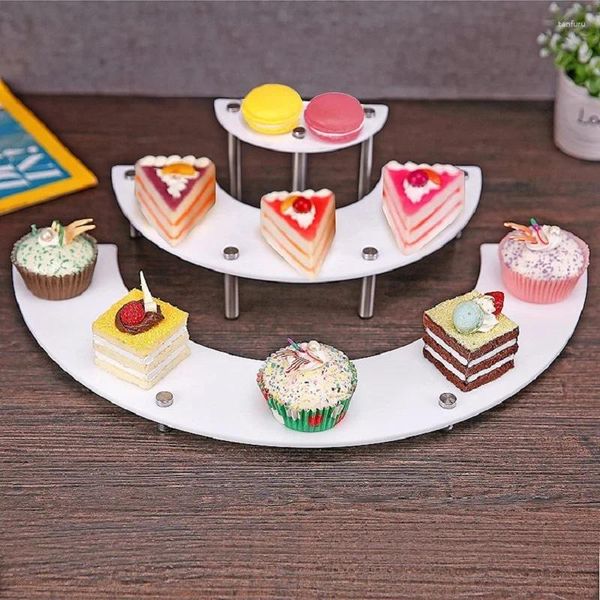 Plaques décoratives à 3 niveaux acrylique gâteau stand rond dessert des modèles de jouets cosmétiques