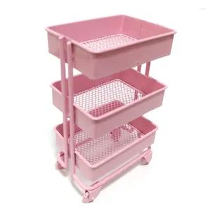 Decoratieve platen 3 Tiers Mini Trolley Storage Rack Dollhouse Iron Rolling Bookshelf Collection Accessories Miniatuur Kar voor Kid